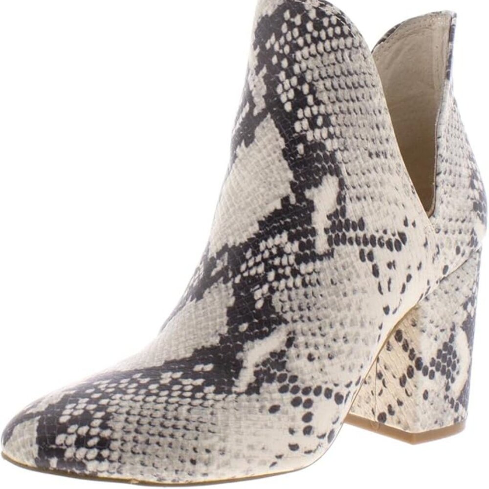 Steve Madden Women's Rookie Block Heel Bootie Natural Snake